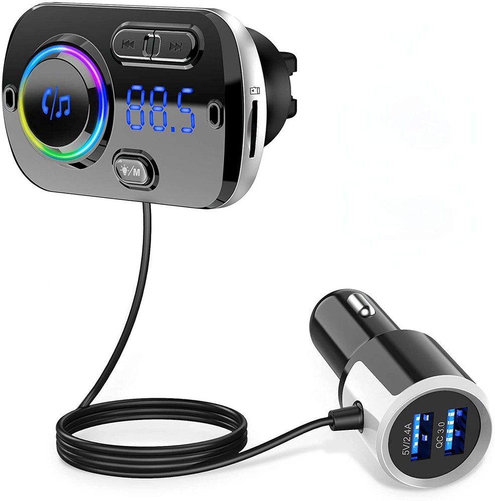 Arestech FM Transmitter Bluetooth 5.0 Hands-Free Car Kit with Quick Small