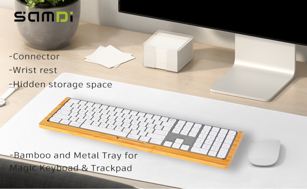 SAMDI Wood Keyboard Tray Holder Magic Keyboard with Numeric Keypad Custom