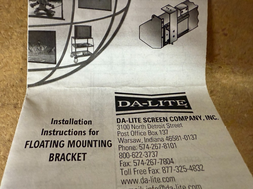 Da-Lite 77027 Floating Mounting Bracket