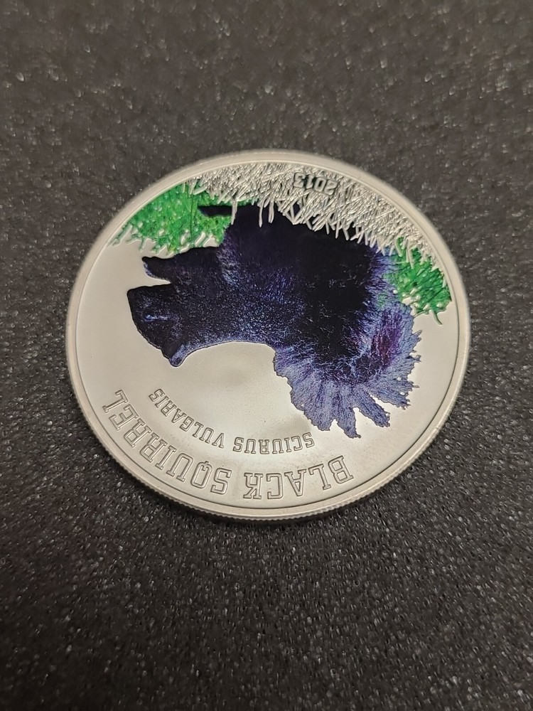 2013 Cook Islands Colorized Black Squirrel 5 Dollars Silver Round