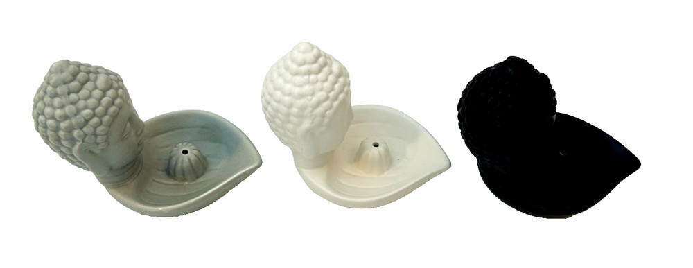 3 Ceramic Buddha Figures Incense Burner Holders