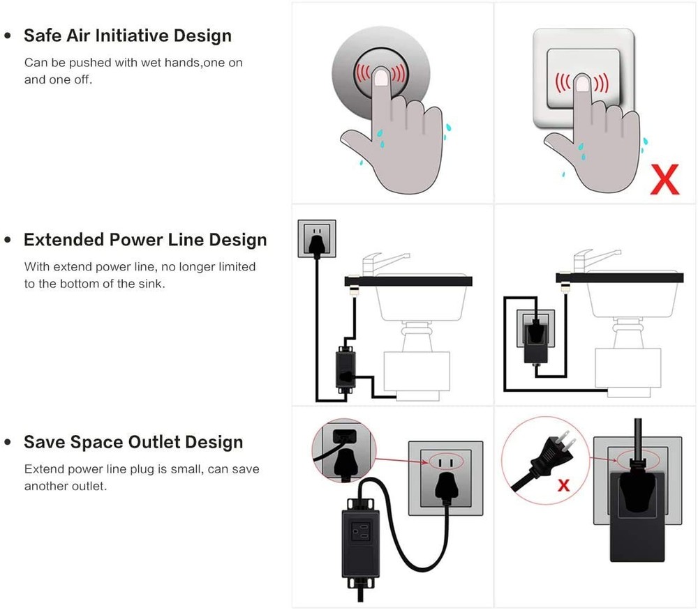 Air Switch Kit for Garbage Disposal, Brushed Nickel Push Button & Module