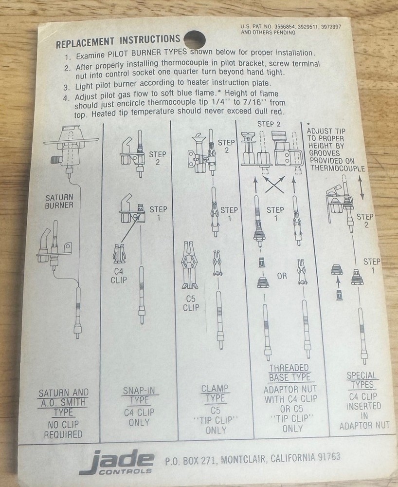 jade pilot light control 12" copper lot of 2