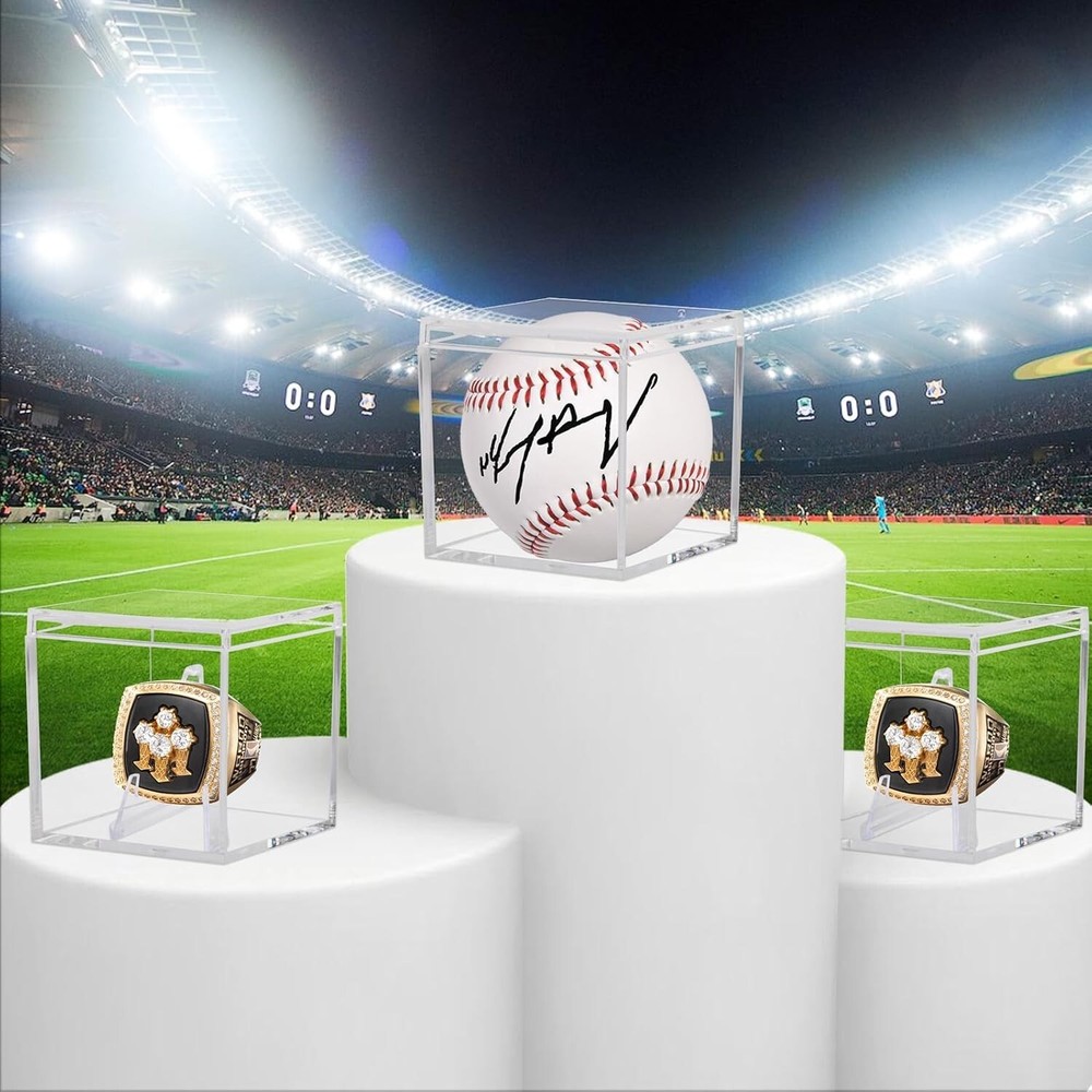 6 Pack Championship Ring Display Case Clear Acrylic Display Case Mini Basebal...