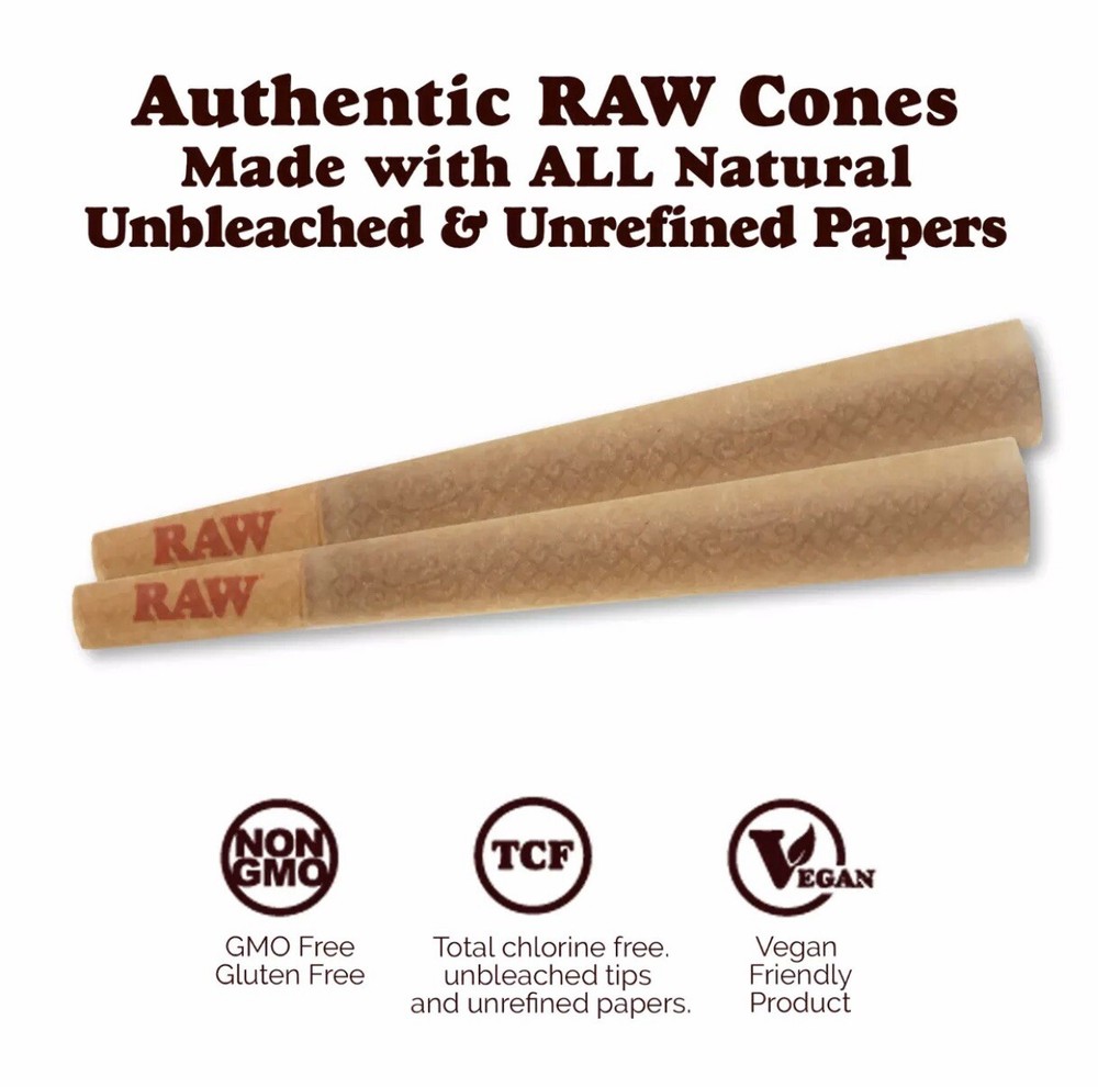 RAW classic KING Size Pre-Rolled Cones (100 Pack)+RAW KING size cone loader