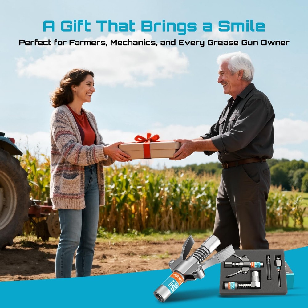Seesii Grease Gun Accessory Kit, Includes Quick-Release Coupler, 90 Degree Gr...