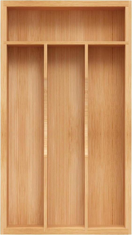 Small Silverware Organizer, Bamboo Kitchen Drawer 12x6.7 Inch, Natural