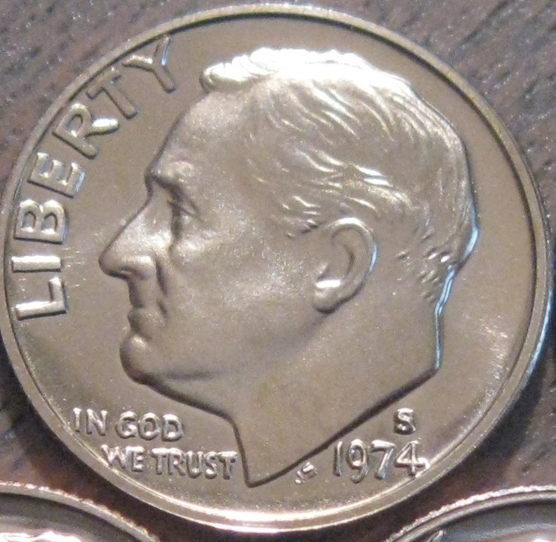 1974-S Cameo Proof Clad Roosevelt Dime - Problem Free - Minimal Toning