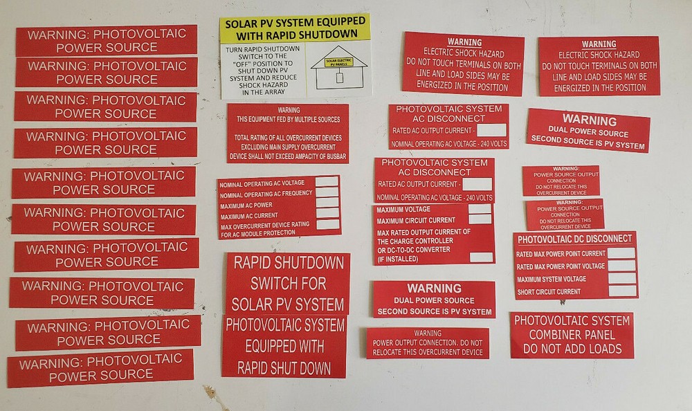 PV Solar Labels Vinyl for Residential Install 2