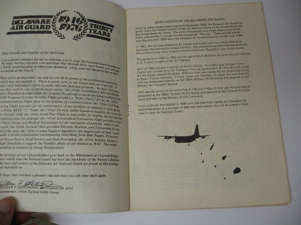 1976 Delaware Air Guard 30 year Annv. Program Bruchure Sept. 11th