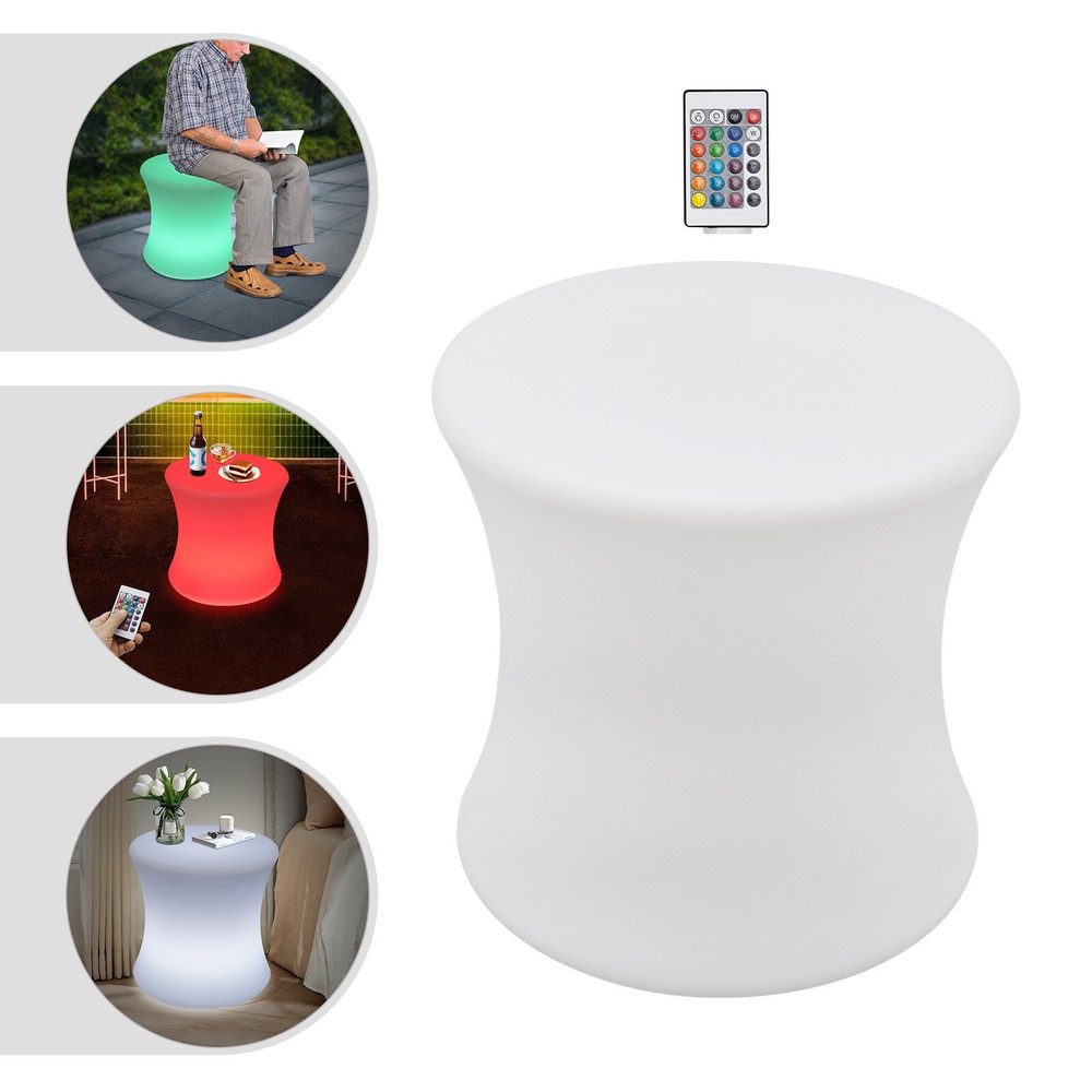 LED Light Cube Stools Chair 16 Colors Changing Rechargeable w/Remote Control