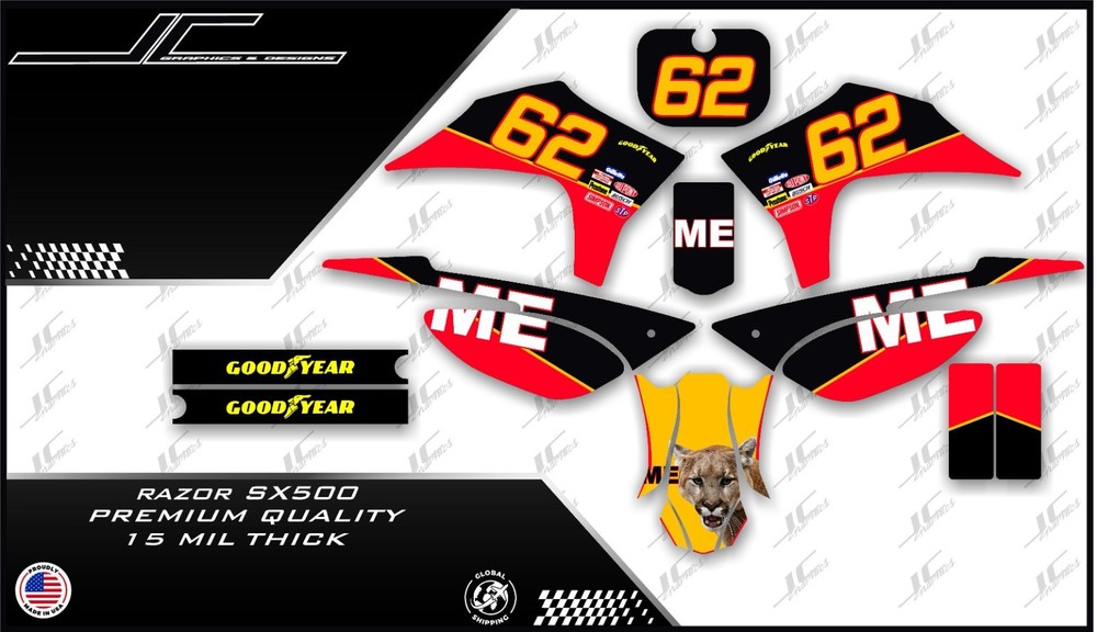 Razor SX500 graphics kit decals THICK AND HIGH GLOSS