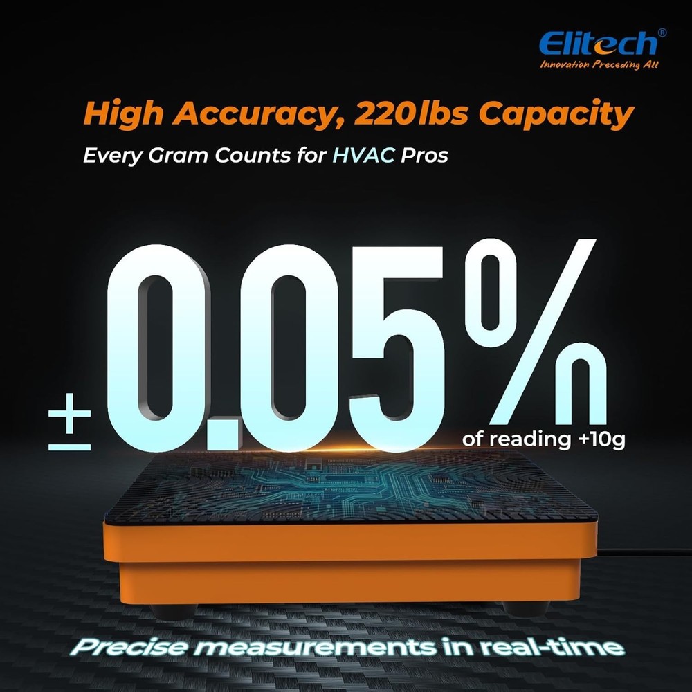 Durable 220Lb Refrigerant Scale with Slip-Resistant Platform & Backlit Display