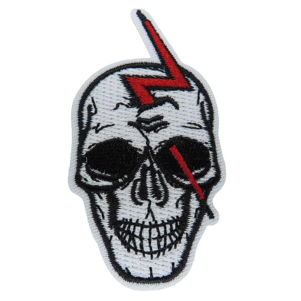Skull with lightning patch patch iron on patch biker punk patch iron on