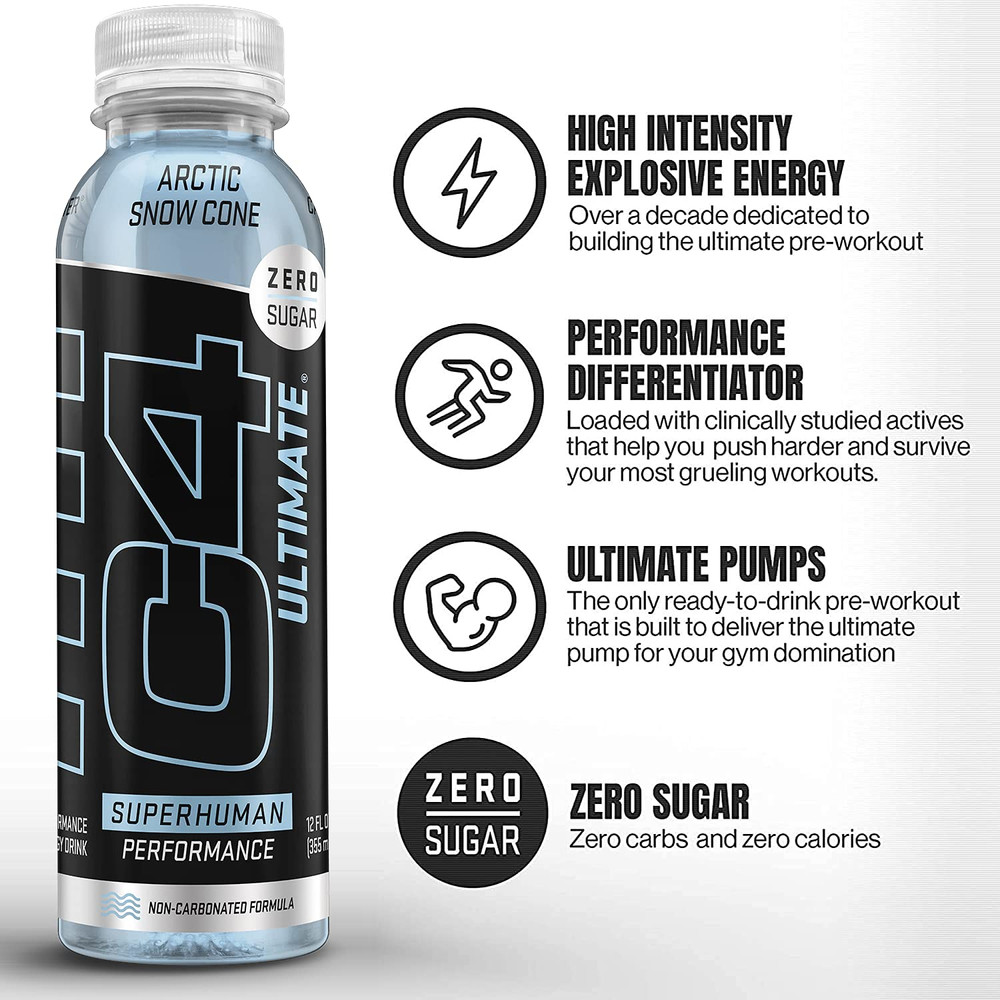 Ultimate Non-Carbonated Zero Sugar Energy Drink, Pre Workout Drink + Beta Alanin