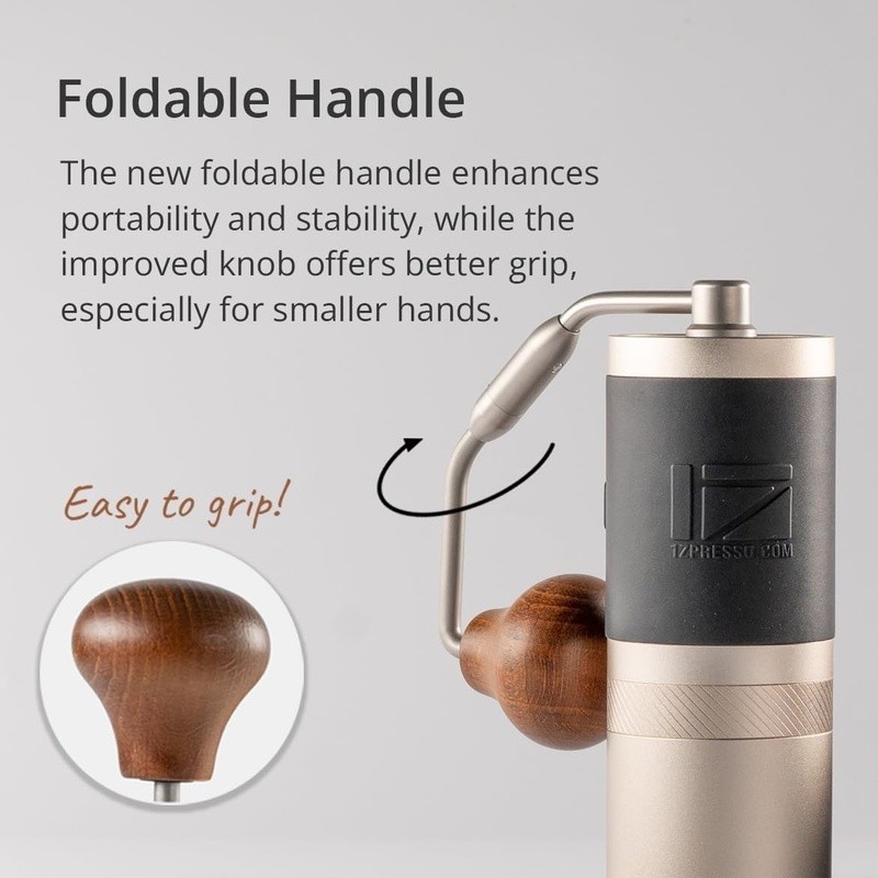 Portable Coffee Grinder Foldable Handle Conical Burr Easy Clean Adjustment New