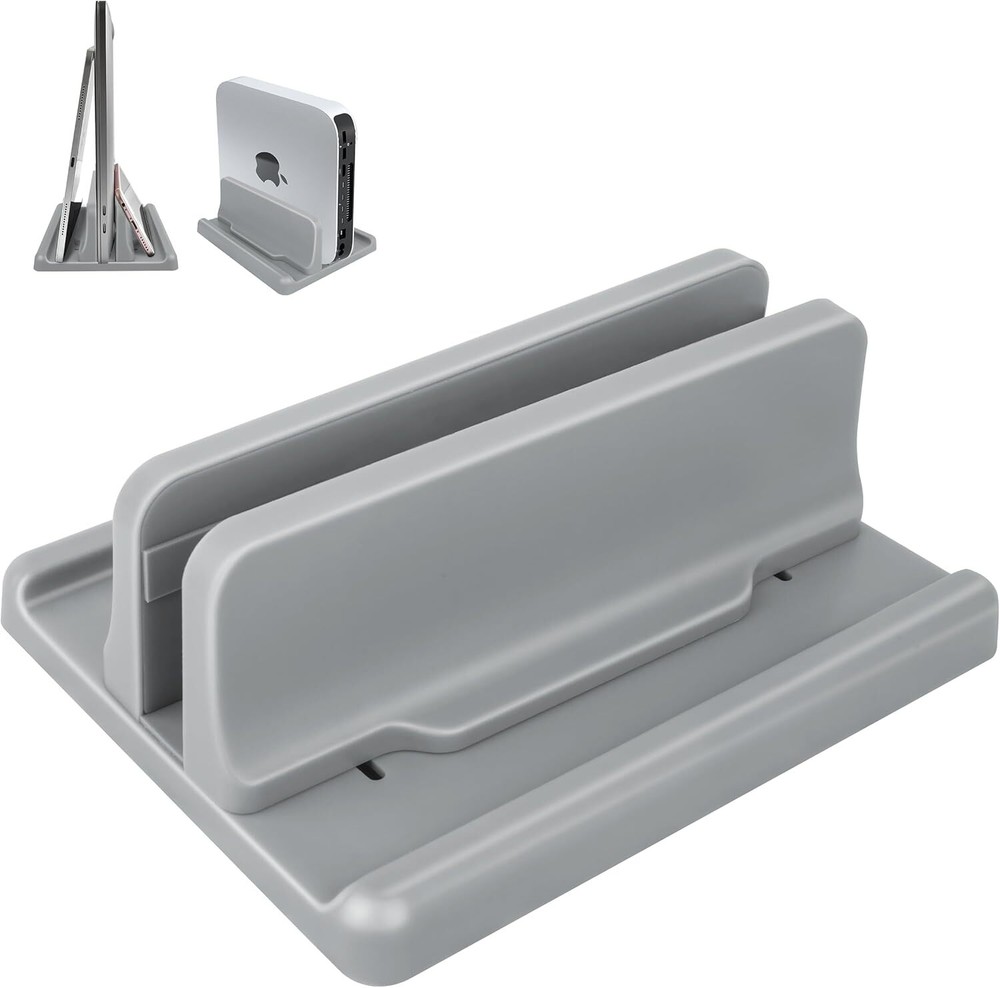 Vertical Laptop Stand, ABS Plastic, Adjustable Dock up to 15 inch Space Grey
