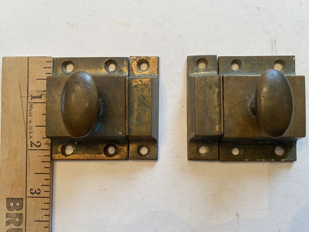 YALE Cupboard/ Cabinet Door Latches- Solid Brass w/ Keepers