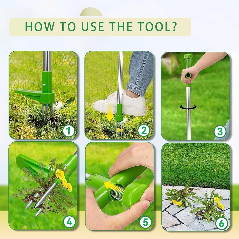Weed Puller Stand Up Weed Tool with Handle Garden Outdoor Root Remover Killer