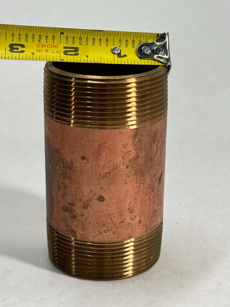 Brass Nipple 2" NPT Schedule 40 x 4" Long, Thread Both Ends