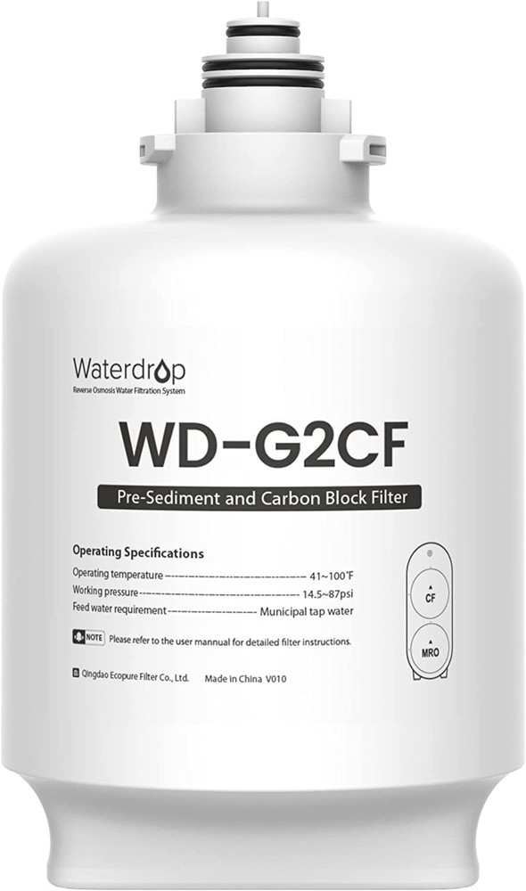 Waterdrop WD-G2CF Filter, 12-month Lifetime, Used for Reverse Osmosis System