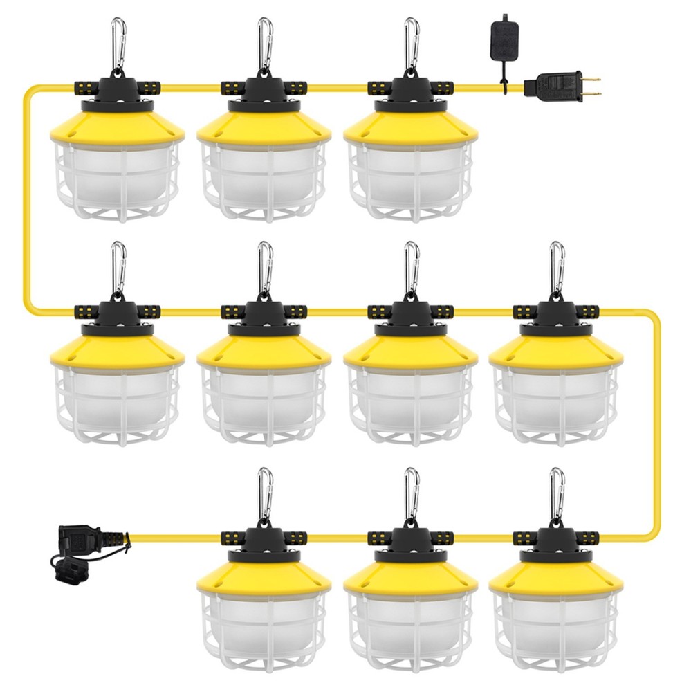 Industrial Construction String Lights Hanging Work Light Linkable 5000K