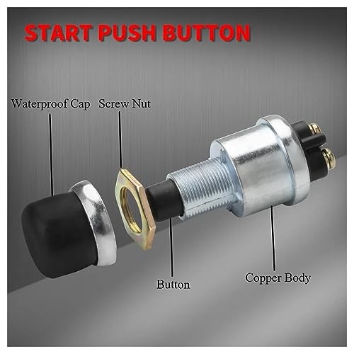 Engine Start Push Button Switch 12V 50A Waterproof Heavy Duty Momentary Push