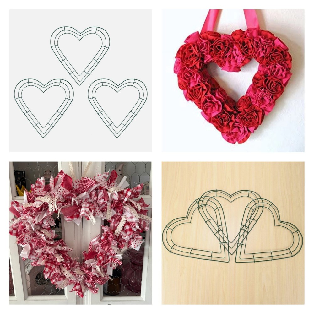 💖 3-Pack 13” Heart-Shaped Wire Wreath Frames – DIY Crafts & Home Decor ❤️