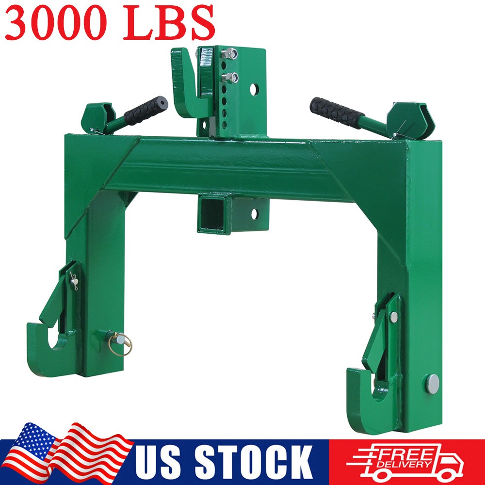 3 Point Quick Hitch Adapter for Category 1 & 2 w/ Adjustable Bolt Tractor 3000lb