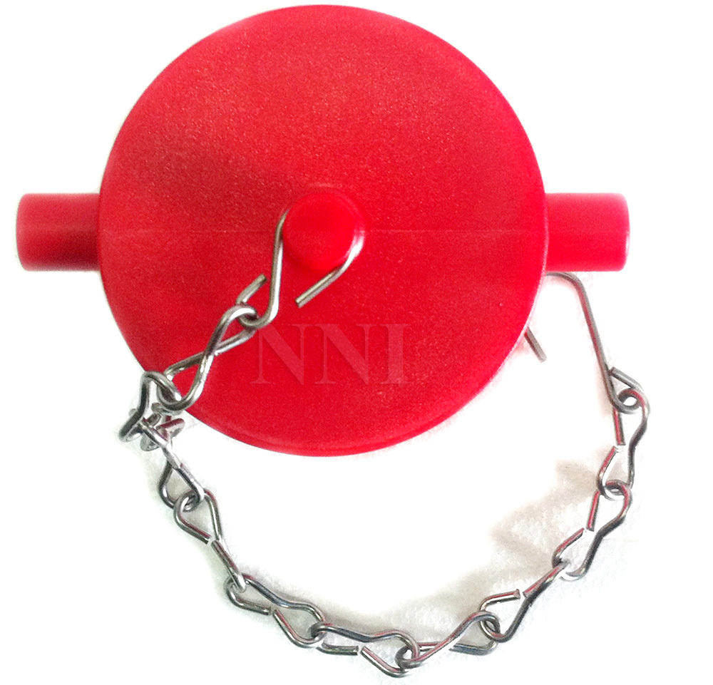 2 Pack 2-1/2" Male NST Fire Hydrant Adapter Plug with Chain Red Polycarbonate