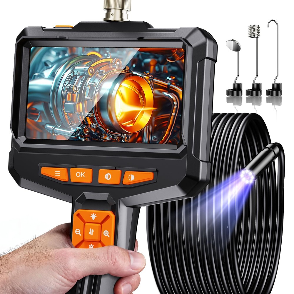 Endoscope Camera with Light, Handheld Borescope Inspection Camera with 4.3" I...