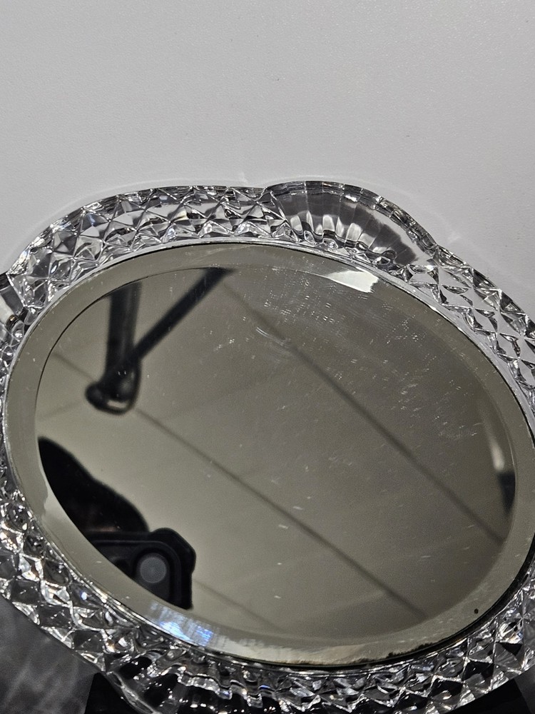 Victorian Crystal Hand Held Beveled Glass Mirror 10"