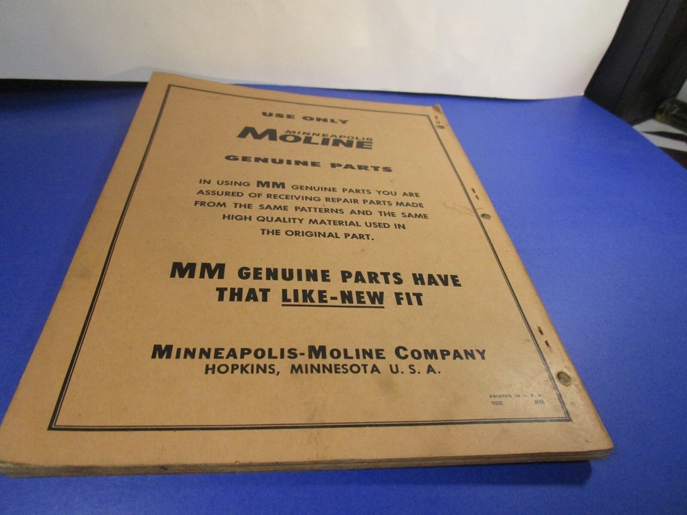 REPAIR CATALOG MOLINE MODEL UNI-COMBINE R-2014