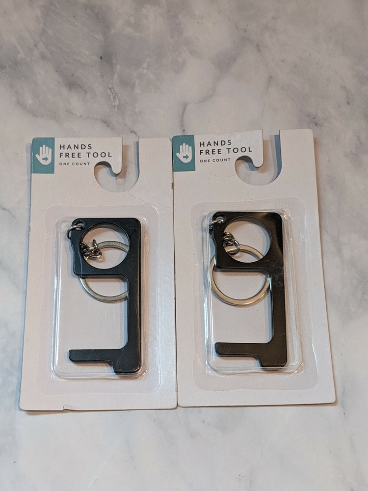 2 Pack HANDS FREE TOOL Safe No Touch Keys Chain, Stop Germs NEW