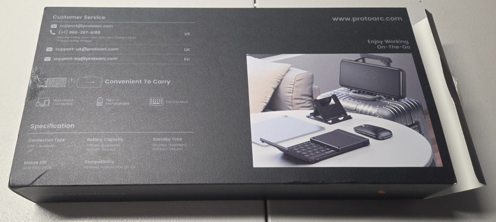 ProtoArc Foldable Keyboard and Mouse, XKM01 Folding Wireless Keyboard Mouse OPEN