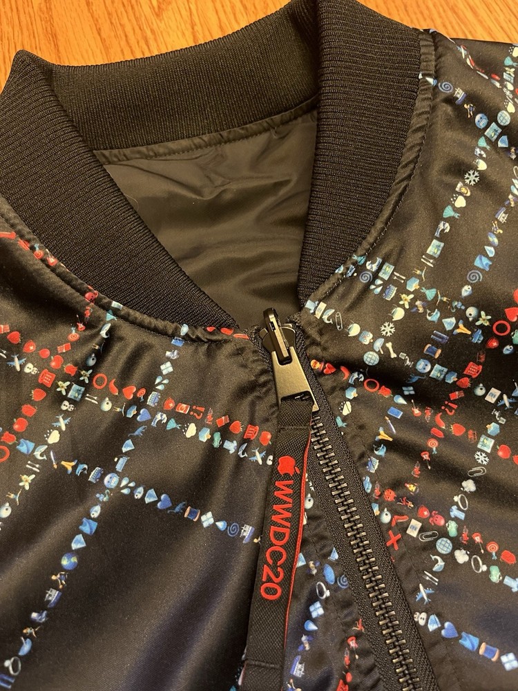 APPLE WWDC 2020 BOMBER JACKET XS Black Extra Small Reversible Software iPad Apps