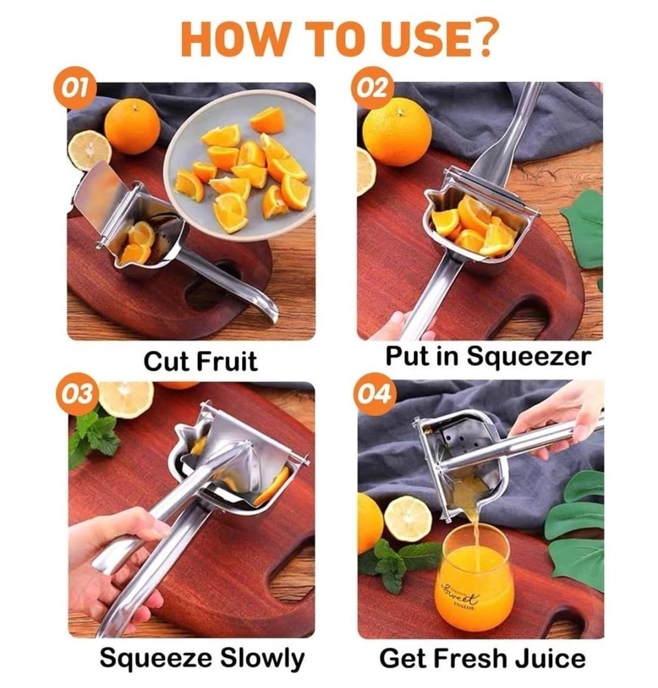 Bar Juicer, Fruit Juice Handheld Press Squeezer, Seed Filter for Citrus Orange