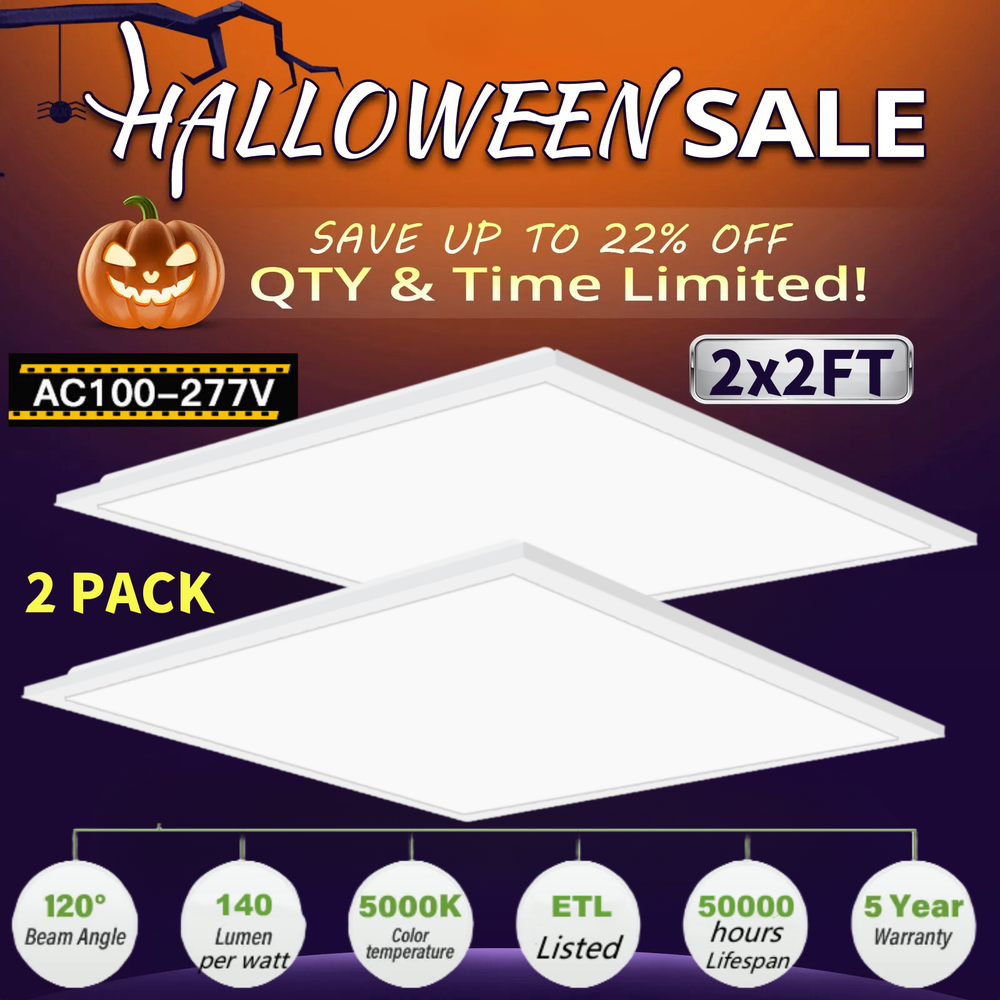 2Pack 2x2FT 45W LED Flat Panel Light,0-10V Dimmable,Drop Ceiling Lights,100-277V