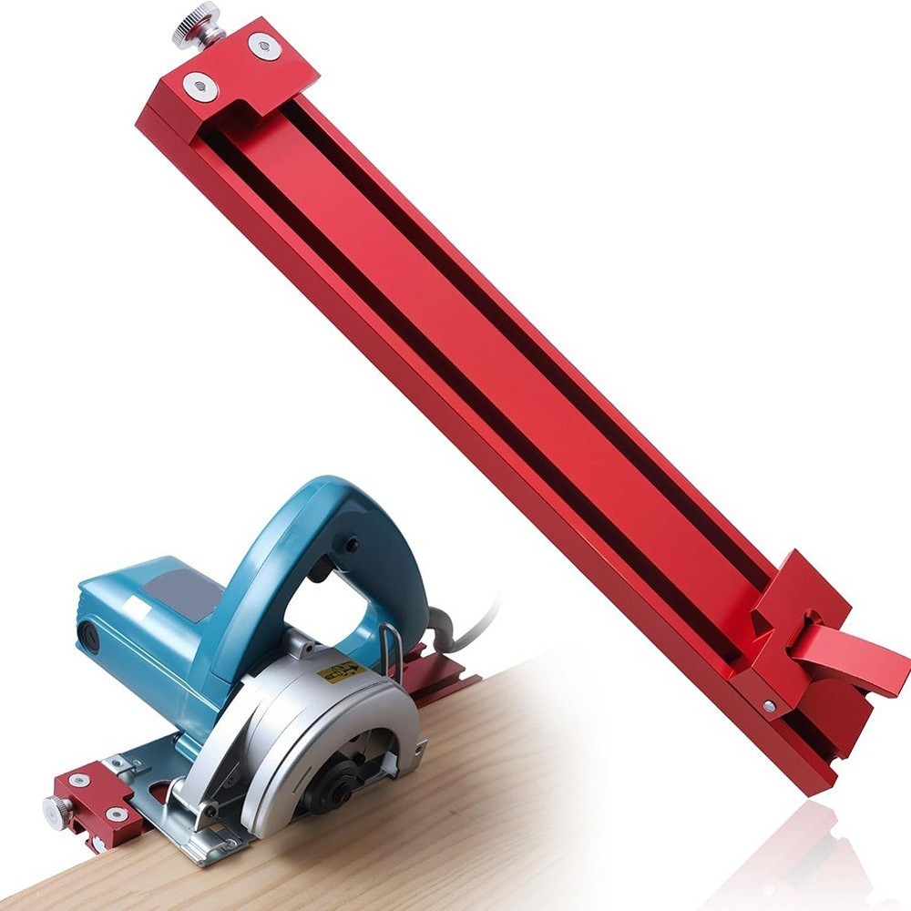 Adjustable Circular Saw Base Guide Rail with Dual Latch for Precise Positioning
