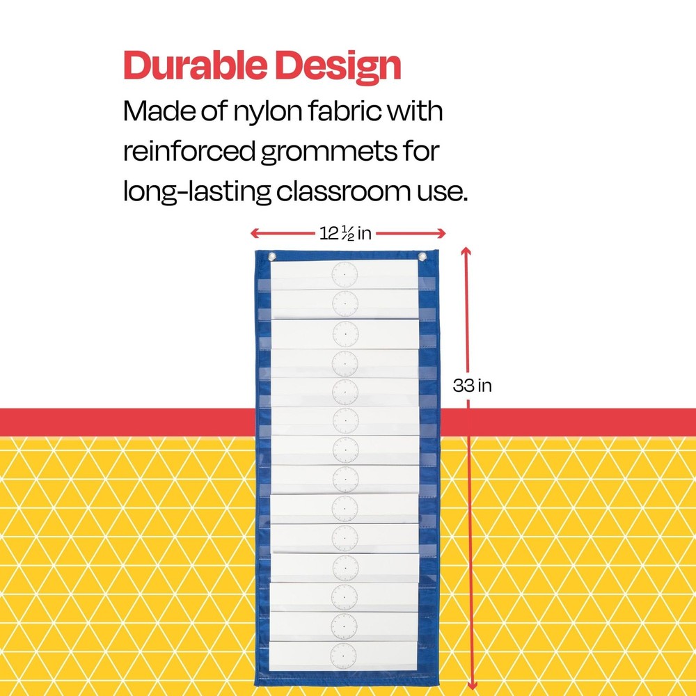 School Smart Classroom Schedule Pocket Chart - 14 Pockets, Cards & Guide