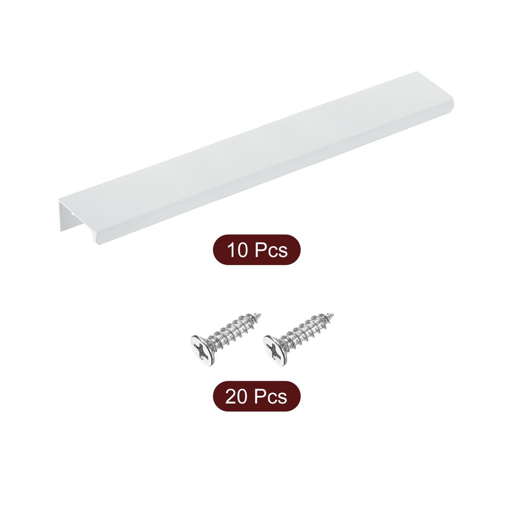 Cabinet Edge Finger Pull, 10pcs 200mm / 7.87" Hidden Cabinet Pulls, White