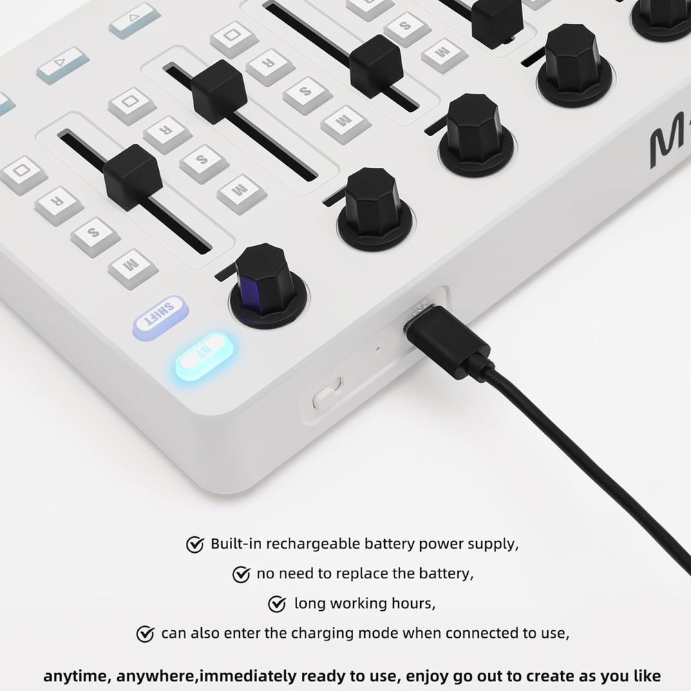 M-WAVE Wireless MIDI Controller - Bluetooth USB MIDI Mixer with 8 Knobs