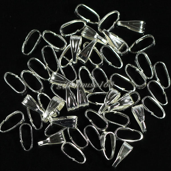 500pcs silver plated snap on bail loops Pendant bails