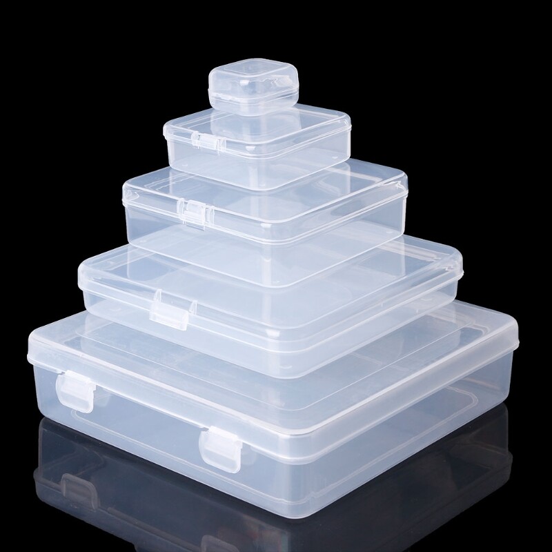Square Transparent Plastic Jewelry Storage Boxes Beads for Case Container