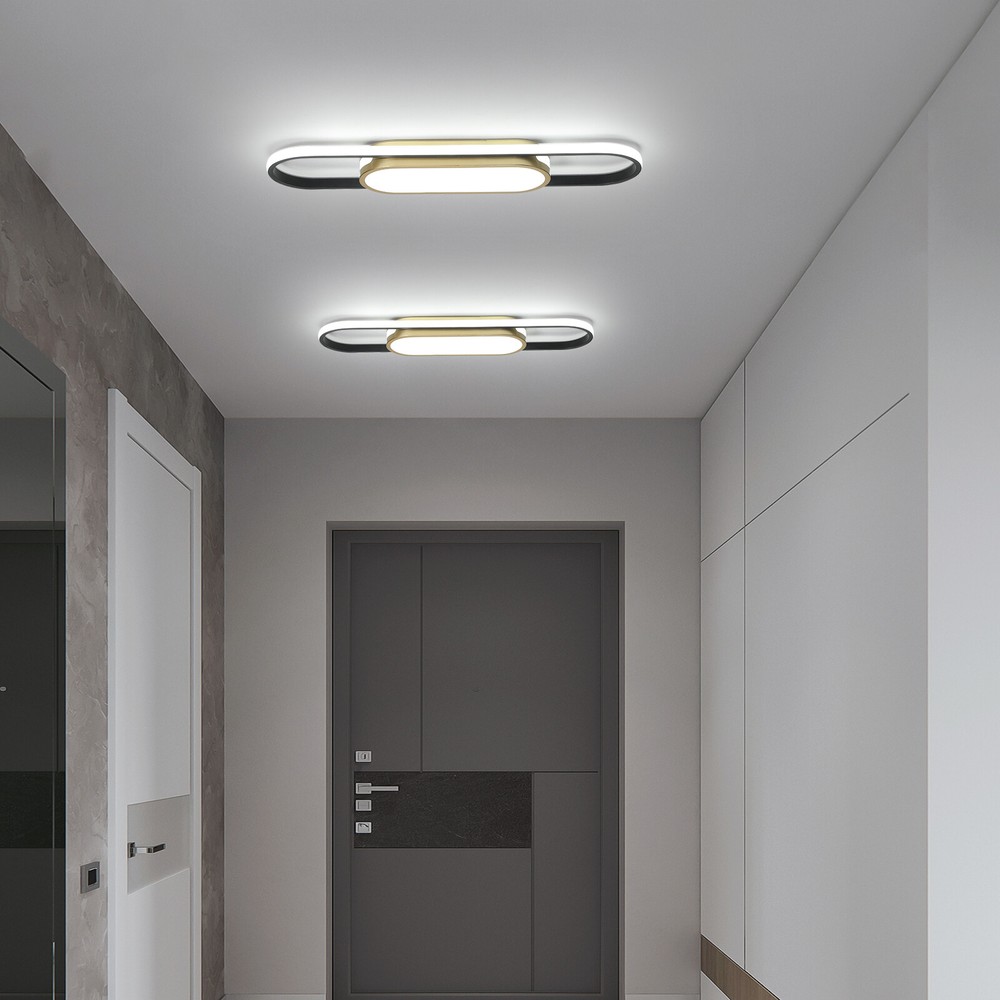 Modern Linear LED Flush Mount Ceiling Light Fixture Dimmable Ceiling Lamp+Remote