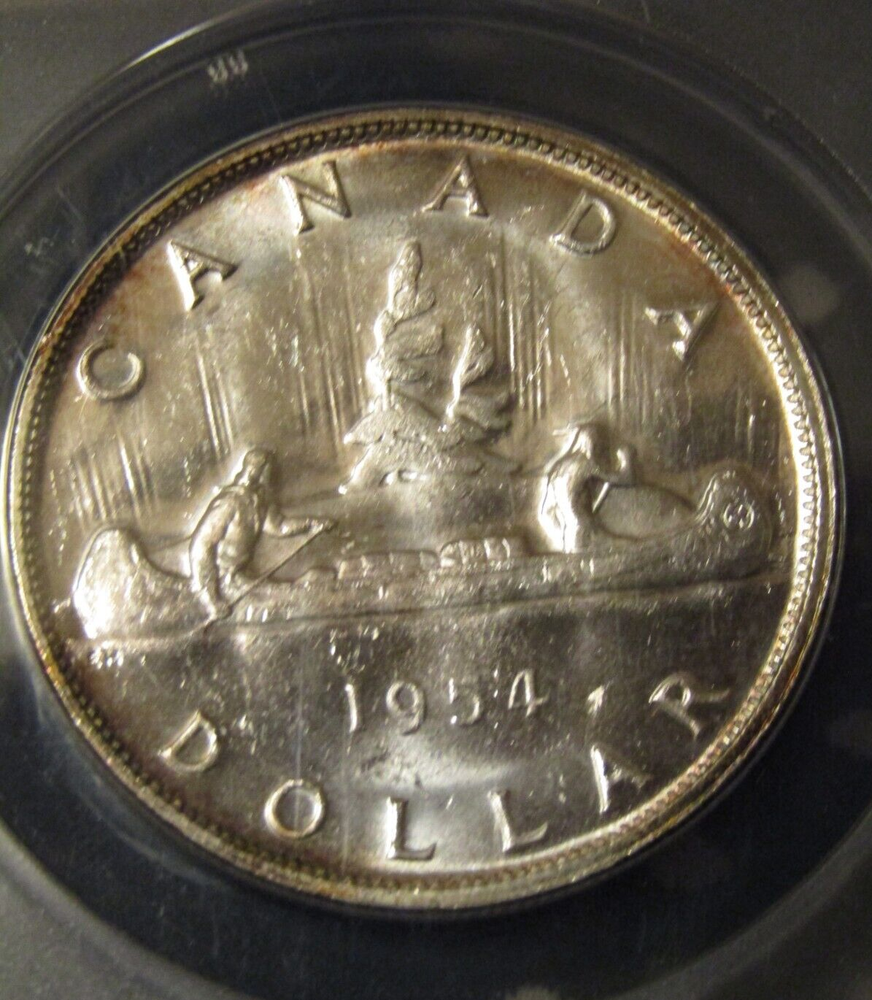 1954 CANADA SILVER $1 DOLLAR...ANACS MS-63