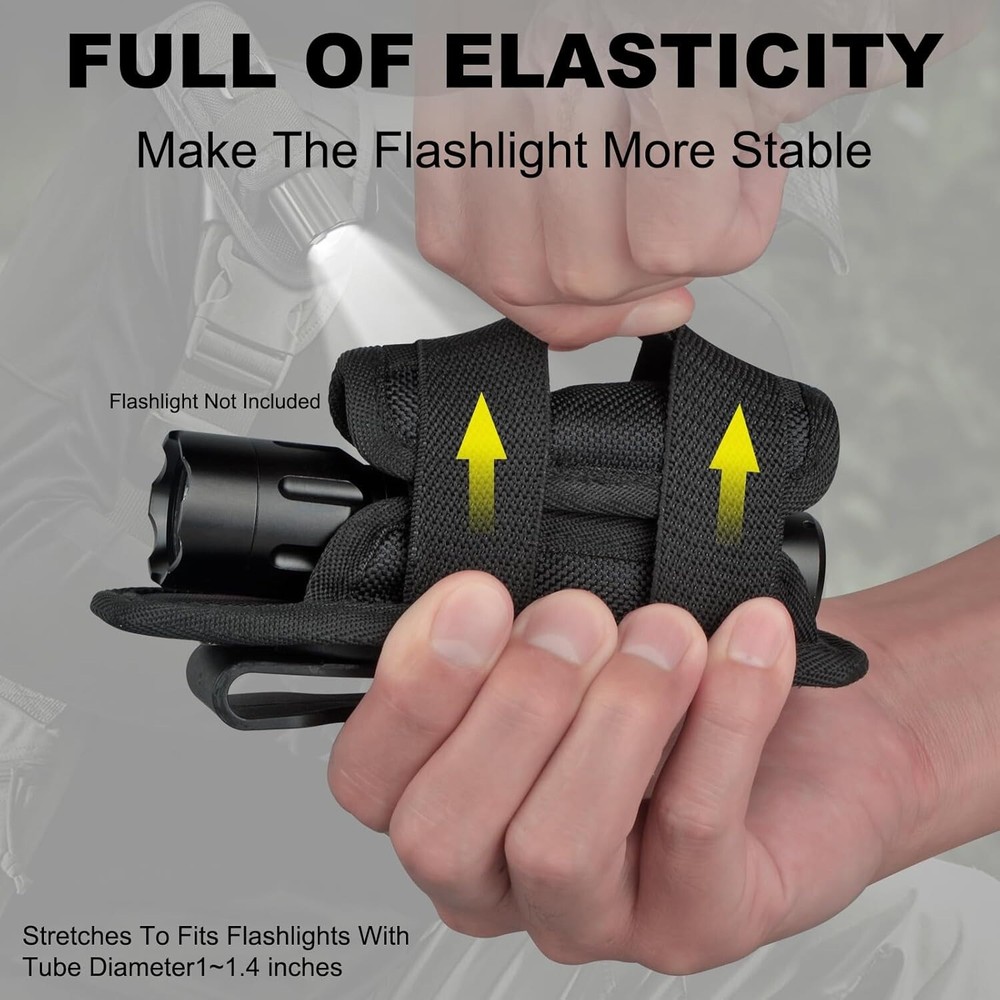 3Pcs Tactical Flashlight Holster Adjustable Torch Carry Case with 360° Rotatable