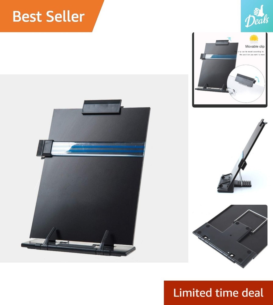 Compact Document Holder with Highlighting Clip & 7 Adjustable Angles for Comfort