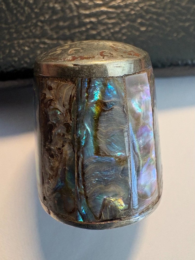 Vintage Silver Sterling Abalone Sewing Thimble
