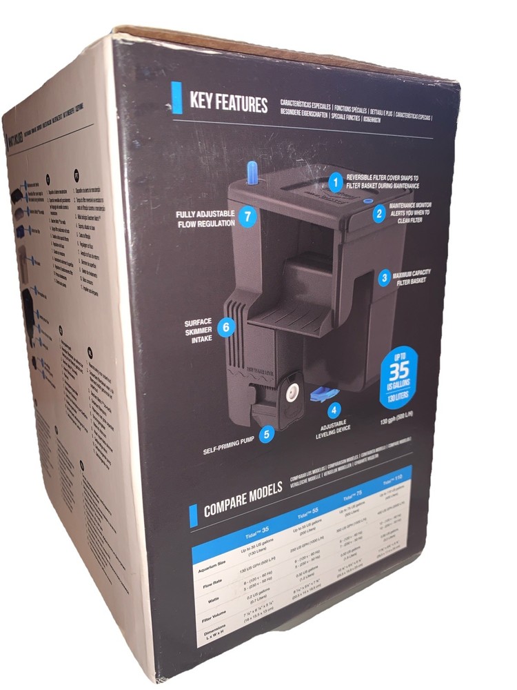 Tidal Power Aquarium Filter - 35 Gallon Large Fish Tank Filter,black
